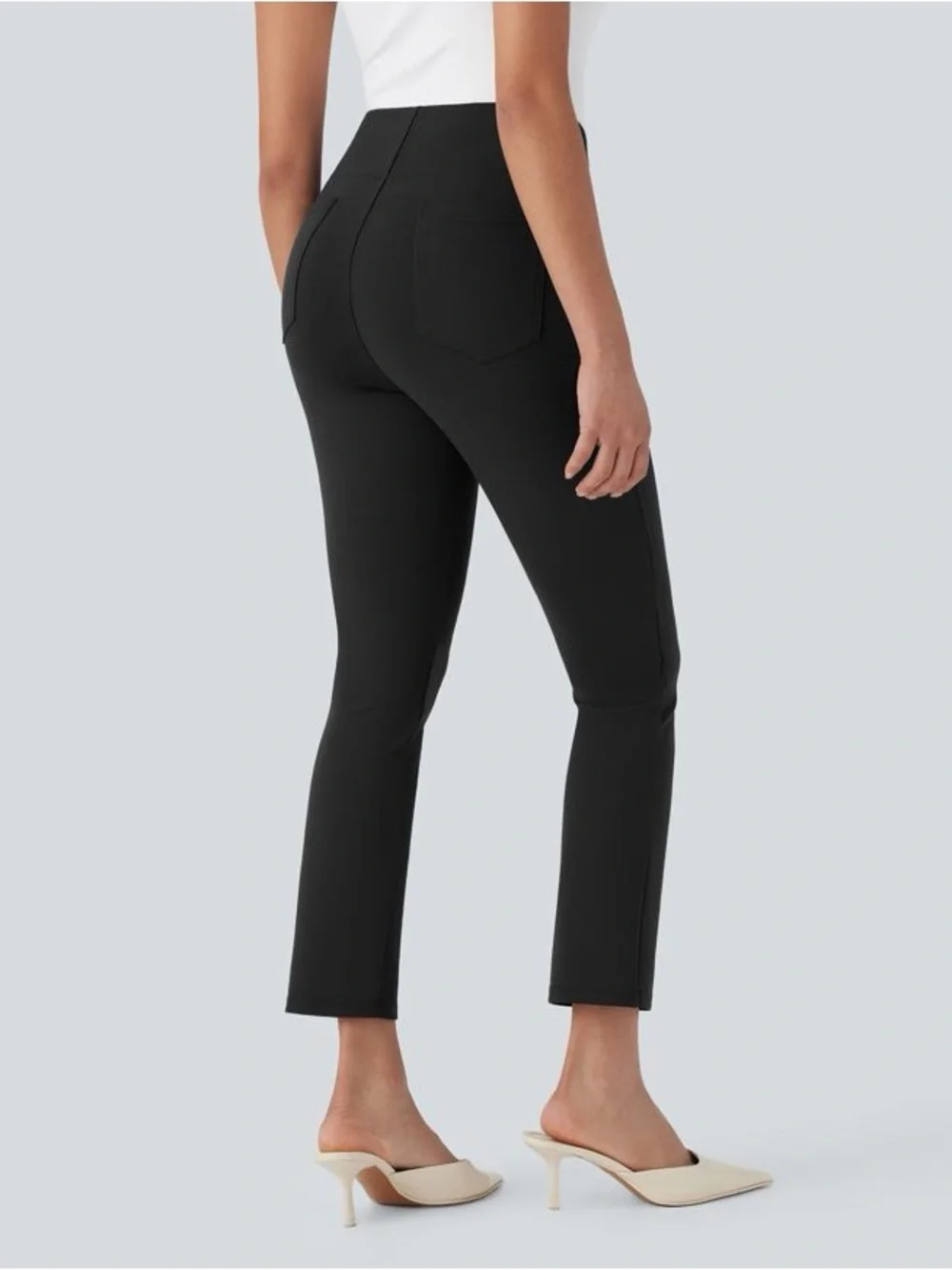 NWT Halara Flex™ High Waisted Pocket Tapered Cropped Work Pants in Black Size M